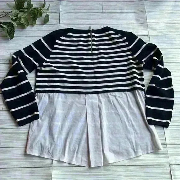 Karen Millen mixed media stripes long sleeve crewneck sweater - Picture 4 of 5